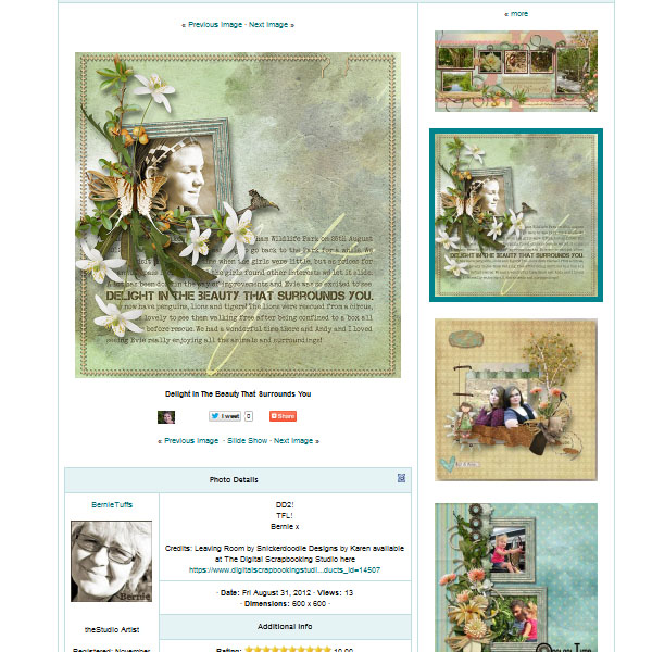 layouts in the Digital Scrapbooking Studio gallery