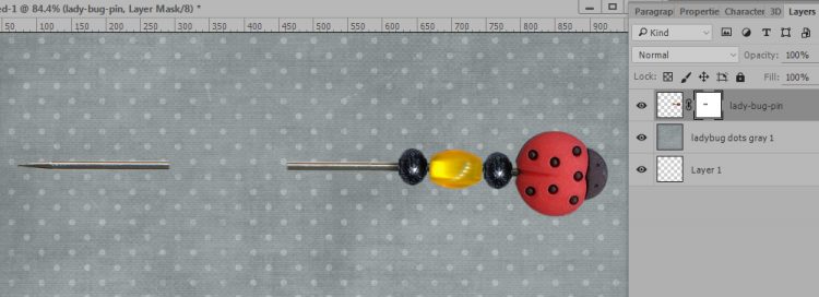How to add a pin to a scrapbook paper in Photoshop
