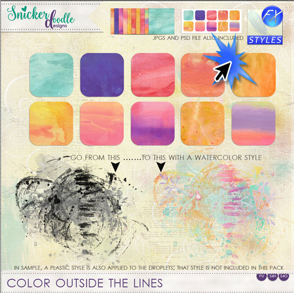 Watercolor Photoshop Styles SnickerdoodleDesigns