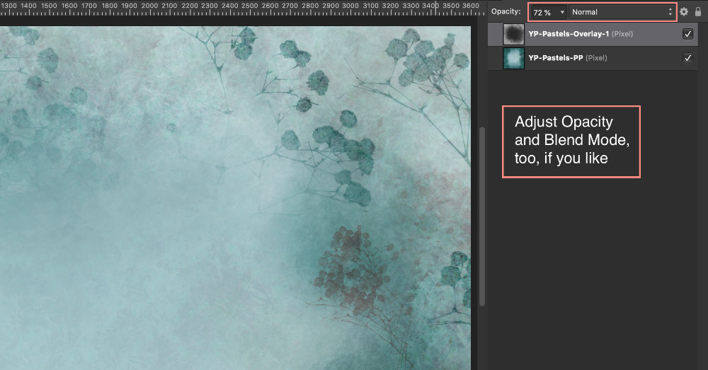 Adjust opacity and blend mode